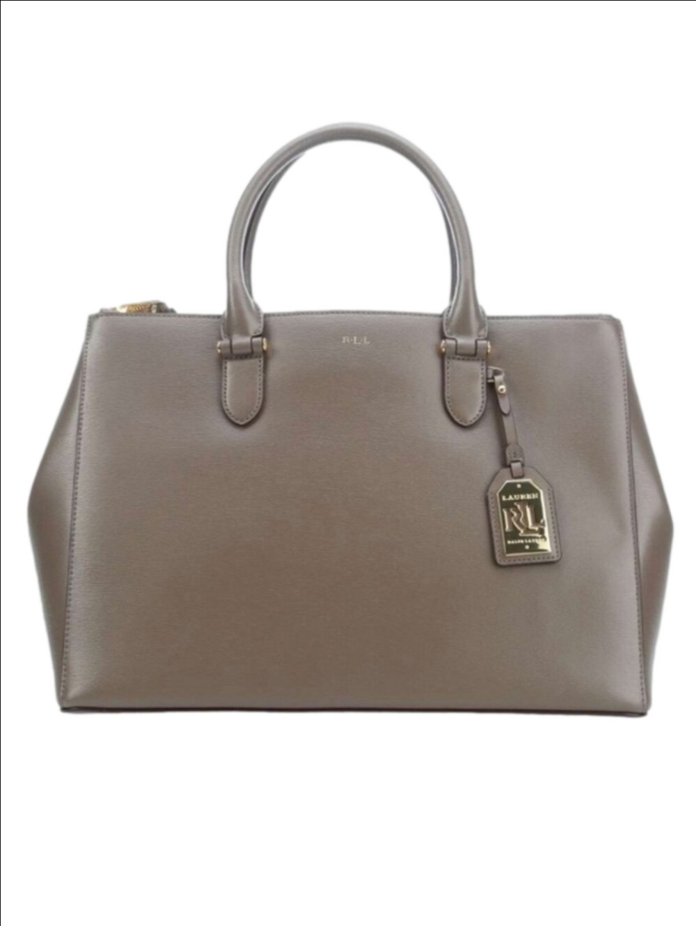 RLL RALPH LAUREN Newbery taupe leather Double Zip Satchel
